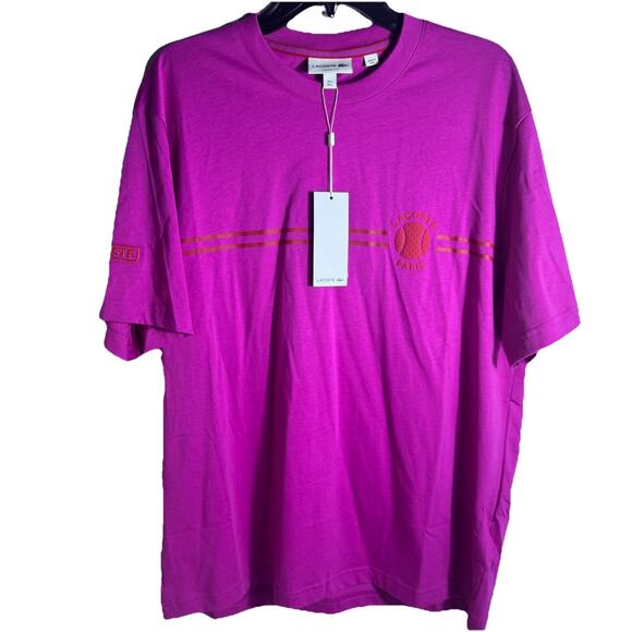 Lacoste Mens Large Pink Tee Shirts MSRP $70 - Picture 1 of 9